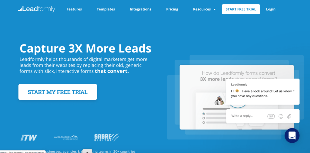 leadformly homepage