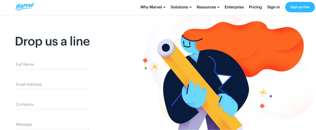 marvel contact form example