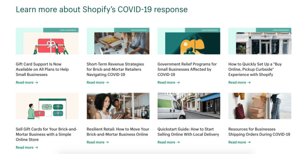 shopify covid 19 content