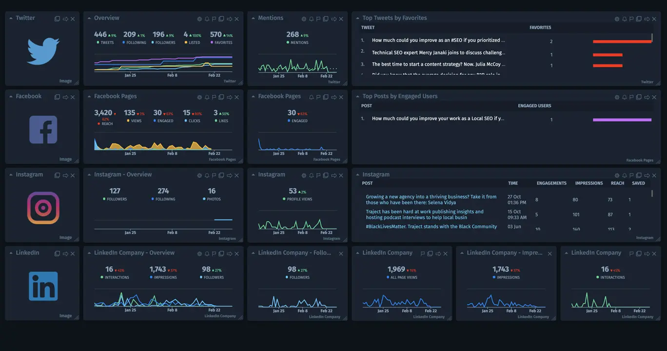 Screenshot of analytics in Cyfe's dashboard