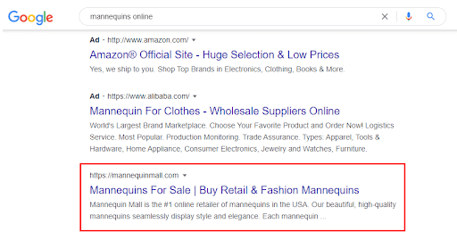 search result page for mannequin mall